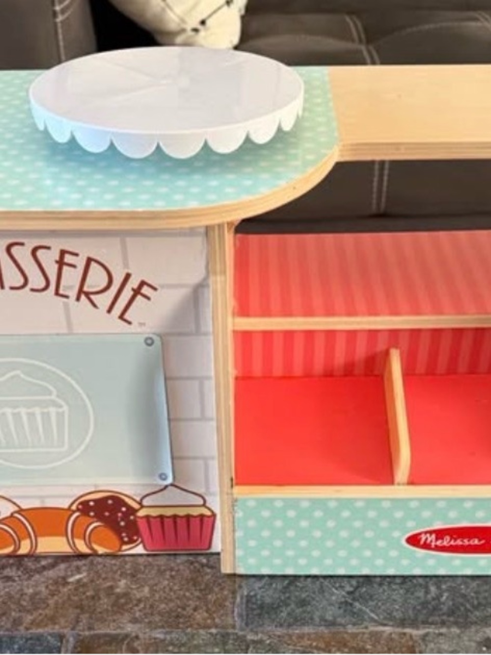 Melissa & Doug Mint Polka Dot and Coral Kids Bakery Play Counter